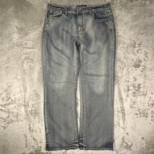 Vintage Y2K CJ Black Premium Cross Embellished Relaxed Straight Fit Jeans 36/32